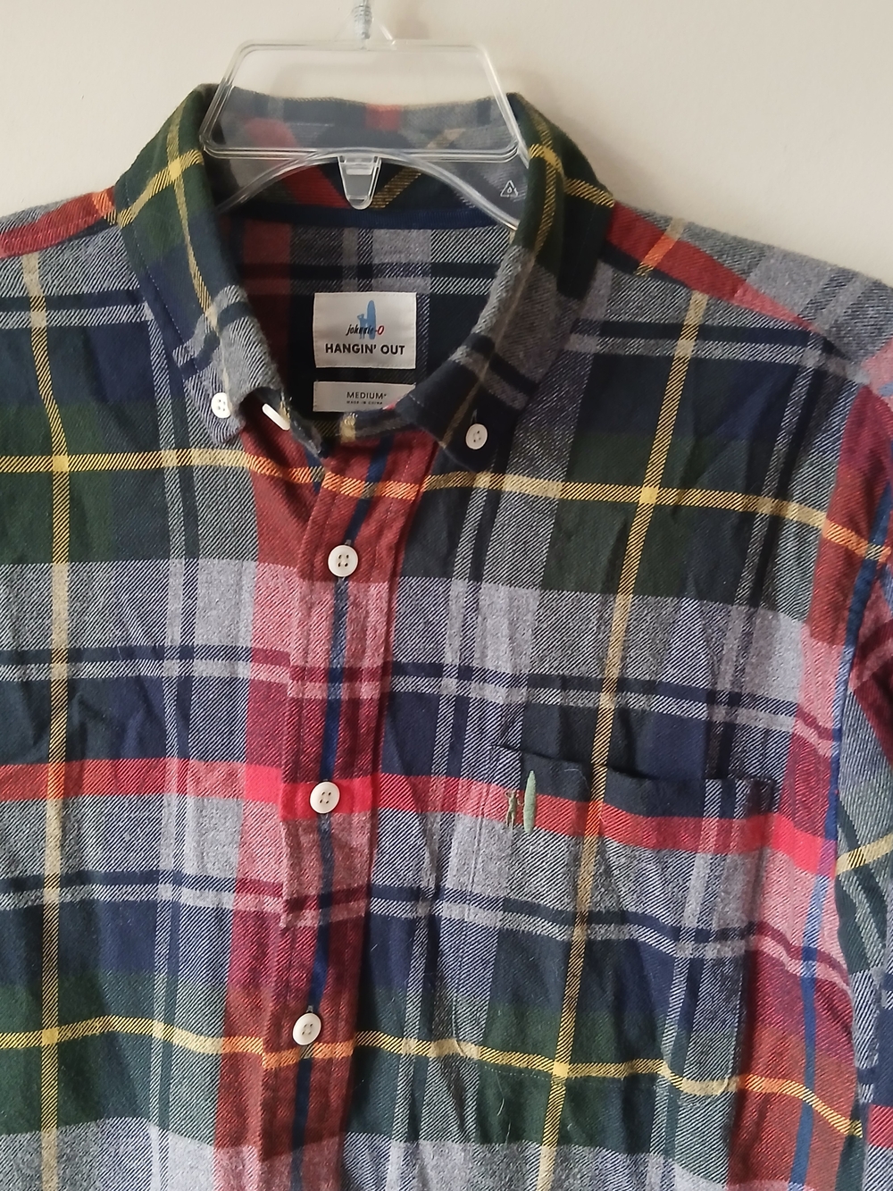 johnnie-O Men's Red Green Plaid Button-Down Shirt